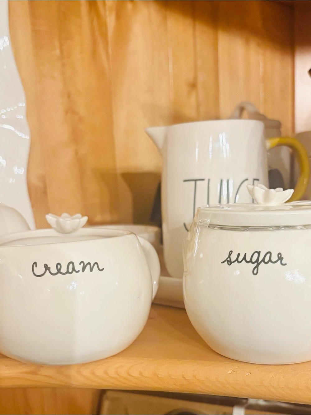 Rae Dunn White Ceramic 'cream' & 'sugar' Canister Set